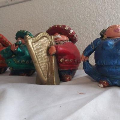 Primitive Mariachi Clay Figurines