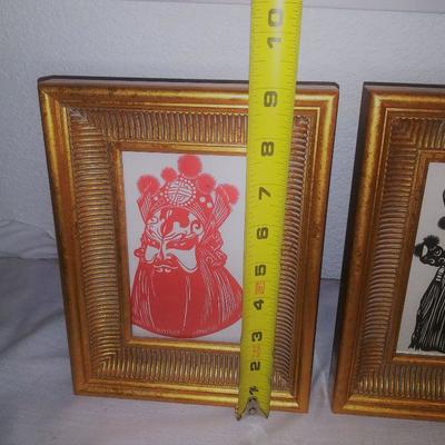 Four Piece Japanese Silhouette Framed Silk Art 