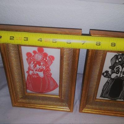 Four Piece Japanese Silhouette Framed Silk Art 