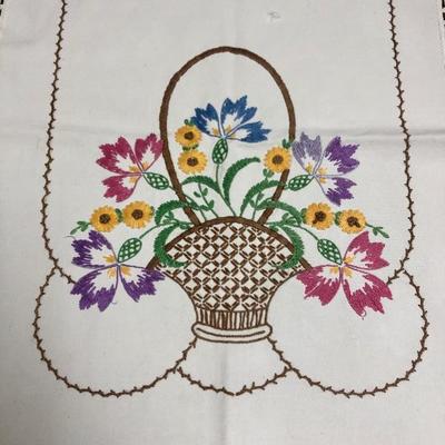 Flower Basket Embroidered Table Runner