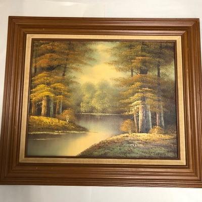 Vintage Pond in the Forest Painting