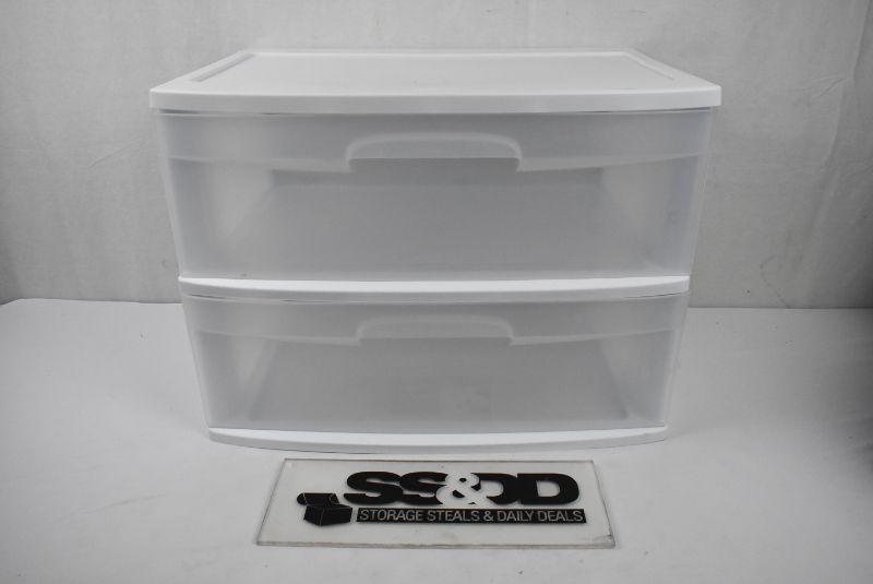 Sterilite 2 Drawer Wide Storage, Clear & White