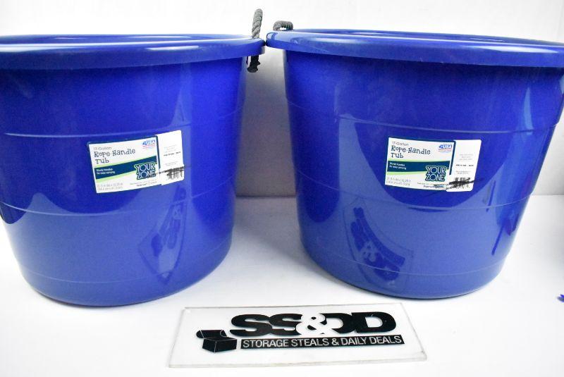 Mainstays Black 17 Gallon Plastic Storage Buckets with Rope Handles