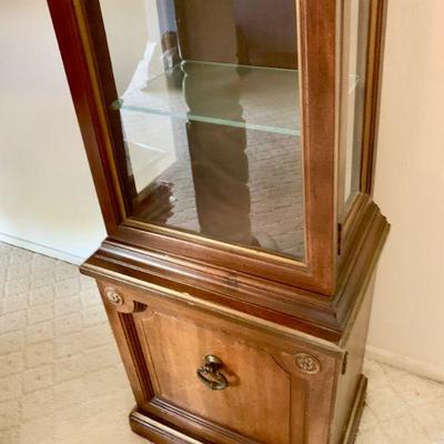 #12  1960s TALL SKINNY TAPERED LIGHTED CURIO CABINET 