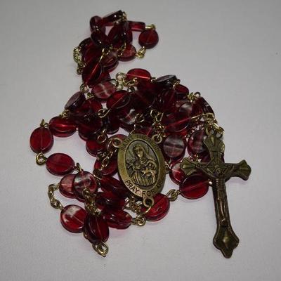 Vintage Rose Colored Rosary, Catholic, Religious 