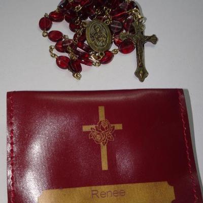 Vintage Rose Colored Rosary, Catholic, Religious 