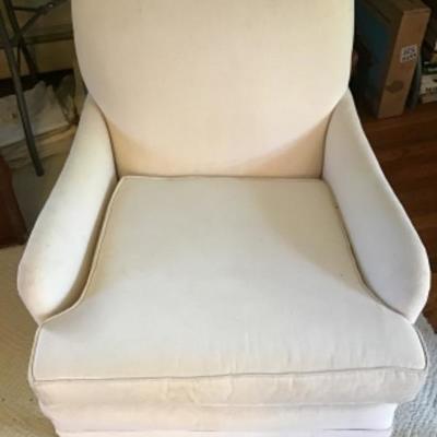 Lot # 636 Vintage Upholstered White Armchair 