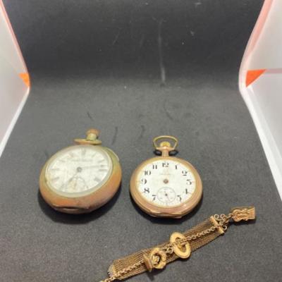 Lot # 641 Lot of Pocket Watches with Fob 