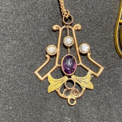Lot #649 Antique Two Gold Filled Lavalier Necklaces 