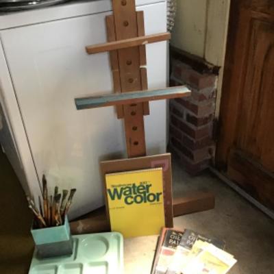 Lot # 652  Lot of Art Supplies and Easel 