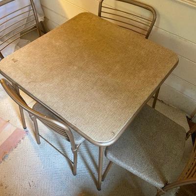 Lot # 656 Vintage Hamilton Cosco Cardtable and Folding Chairs