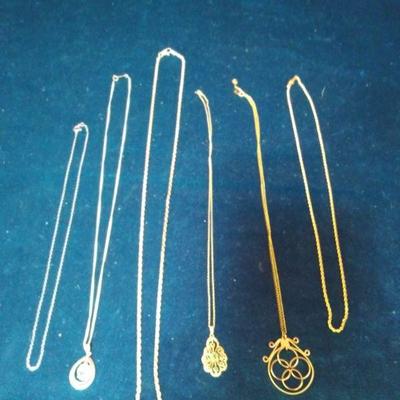 LOT 215  GOLD & STERLING CHAINS