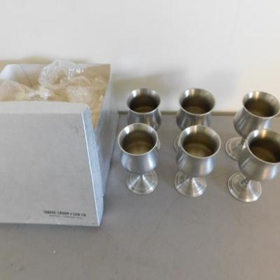 Set of Six Vintage Shreve, Crump, and Low Pewter Goblets 