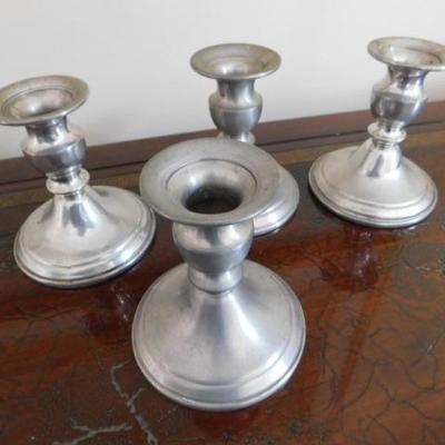 Set of Four Weighted Webb Pewter Candlestick Holders 5