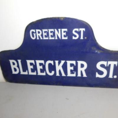 Antique Porcelain Double Sided Blade Street Sign 22