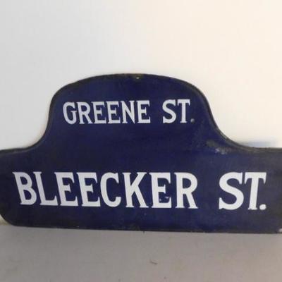 Antique Porcelain Double Sided Blade Street Sign 22