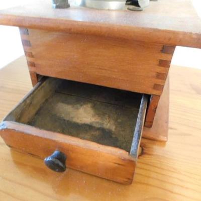 Vintage Wood Box Coffee Grinder