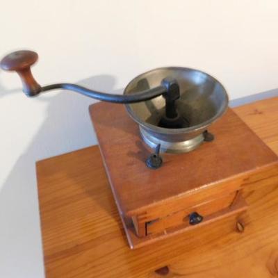Vintage Wood Box Coffee Grinder