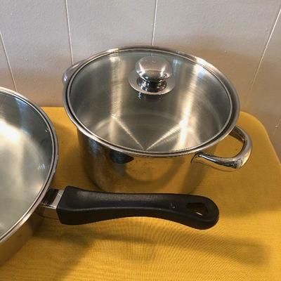 #91 Fry Pan and Stock pot with lids 