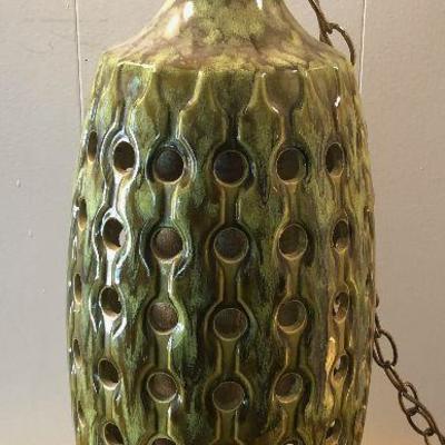 #99 Olive Green Ceramic Swag lamp