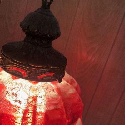 #105 Red Glass Swag Lamp