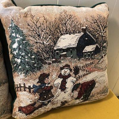 #193 2 snowmen throw pillows 
