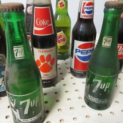 Lot 12 - Soda Bottles - Coke Pepsi Sun Drop 7up
