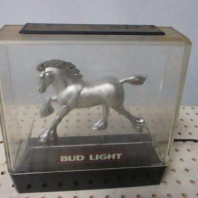 Lot 14 - Bud Light Beer Clydesdale Horse Light Bar Sign Budweiser Silver