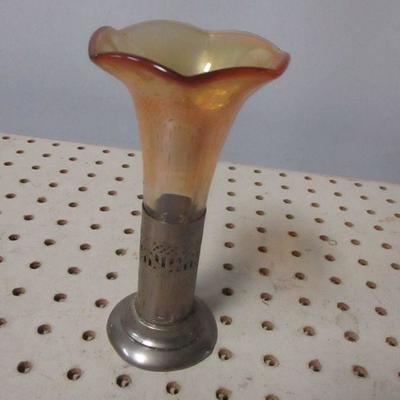 Lot 26 - Carnival Glass Bud Vase With Stand
