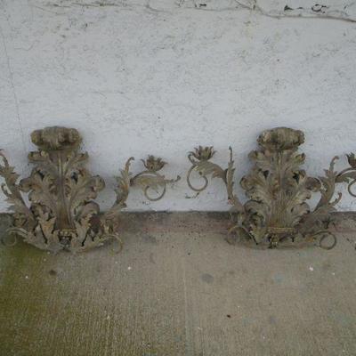 Lot 29 - Set of Large Metal Rococo Vintage Wall Candle Holders 29 1/2