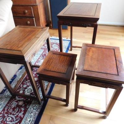 Set of Four Solid Wood Walnut Nesting Tables Largest is 20