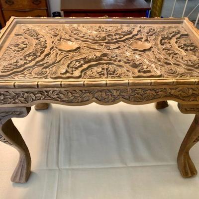 #41     VINTAGE INTRICATELY CARVED ASIAN TEA TABLE 