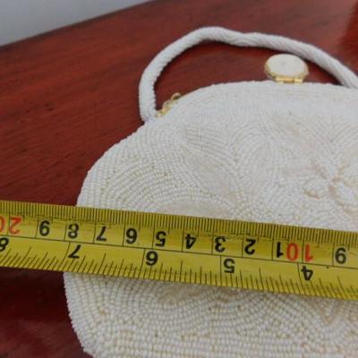 Vintage White Bead Purse Bags by Josef