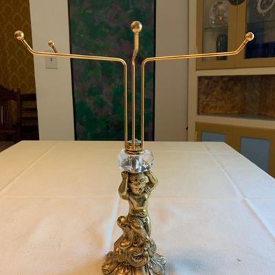 #63    CHERUB HAND TOWEL HOLDER GOLD TONE & CRYSTAL