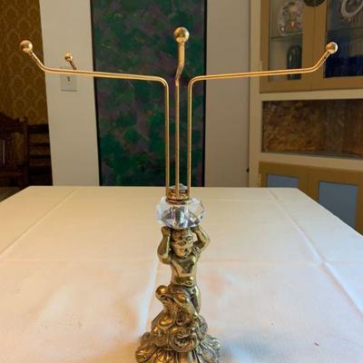 #63    CHERUB HAND TOWEL HOLDER GOLD TONE & CRYSTAL