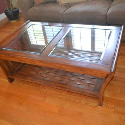 Lot 2 Wood and Glass Coffee Table