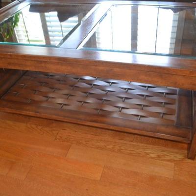 Lot 2 Wood and Glass Coffee Table
