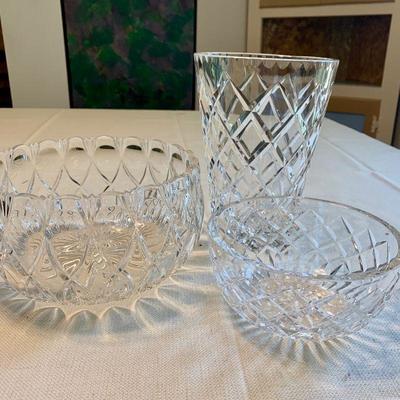 #68  GROUP OF 3 LEAD CUT CRYSTAL PIECES 