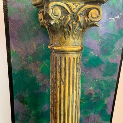 #72    TALL PLASTER COLUMN PEDESTAL PLANT STAND ANTIQUED FINISH