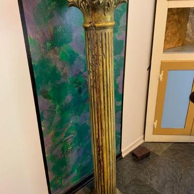 #72    TALL PLASTER COLUMN PEDESTAL PLANT STAND ANTIQUED FINISH