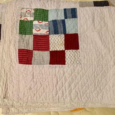 #77   ANTIQUE COUNTRY PATCHWORK QUILT TWIN BED SIZE FARMHOUSE AMERICANA