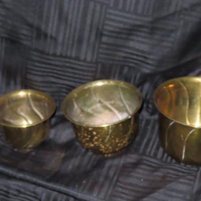 3 Brass Plant Holders