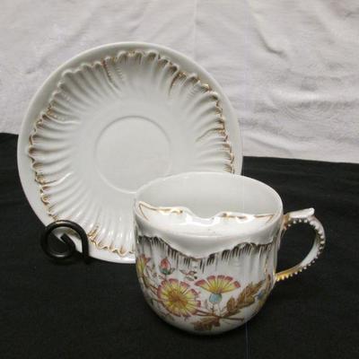 5-116 Tea Cups with Mustache protector and saucers  