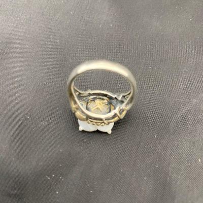 .28. Sterling Carved Mother-of-Pearl Ring