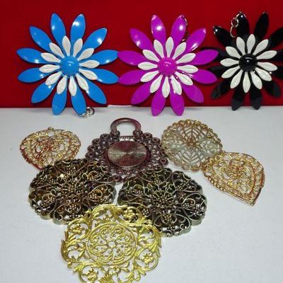Metal Flowers & Filigree Cabochons, Crafting Pieces 