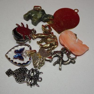 Sweet Charm & Misc.  Lot 21, Horse, Butterflies, Elephant, Lady Bug, Coral Whale, Jade Elephant and more! 