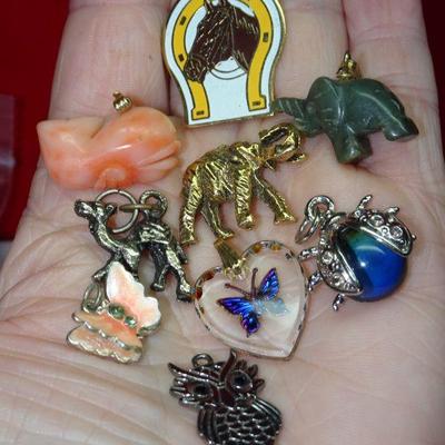 Sweet Charm & Misc.  Lot 21, Horse, Butterflies, Elephant, Lady Bug, Coral Whale, Jade Elephant and more! 