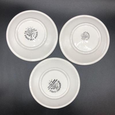 Set of 3 Shenango China Green & White Bread Plates