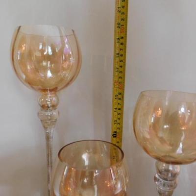Set of Five Long Stem Glass Tea Light Holders Tallest 20