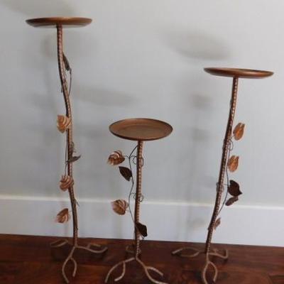Metal and Wire Art Floor Candle Holders Tallest 34